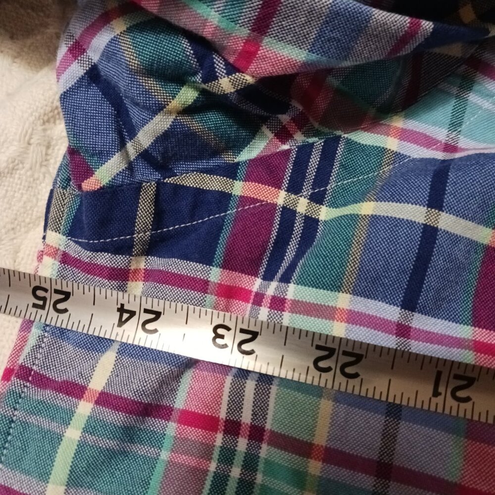 Polo Ralph Lauren Men's Navy Green Long Sleeve Slim Fit Plaid Shirt size XL - Picture 8 of 10